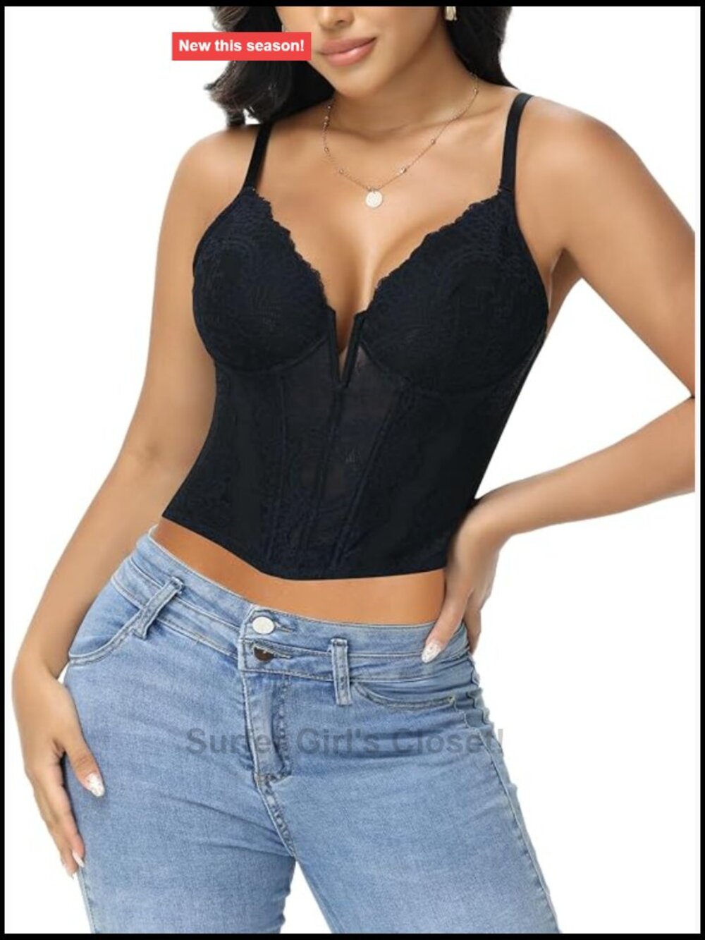 Lace Bustier Corset Top Underwire Push Up Crop Top for Women